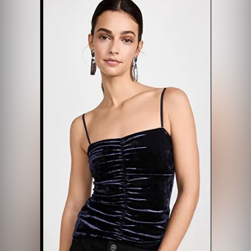 Tibi Stretch Velvet Ruched Cami